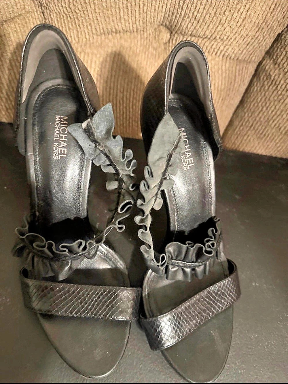 Michael Kors Black Ruffled Heels US 7M